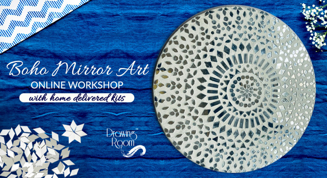 Boho Mirror Art Online Workshop with Home Delivered Kits by Drawing Room