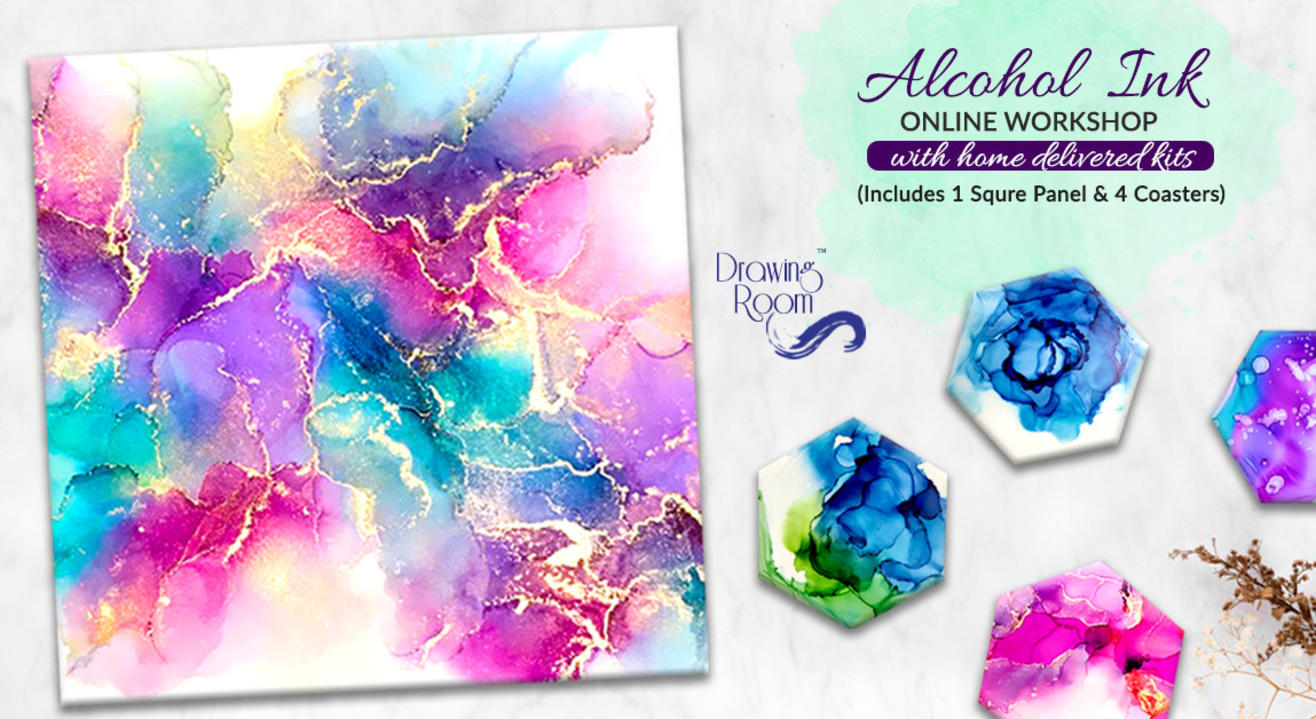 Alcohol Ink Online Workshop with Home Delivered Kits