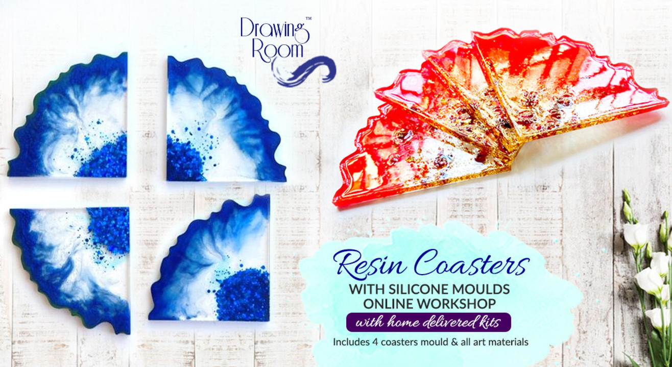 Resin Coasters with Silicone Moulds Online Workshop with Home Delivered Kits