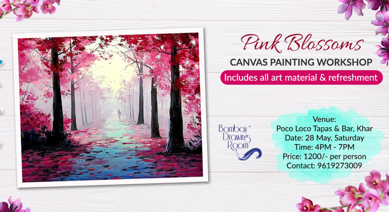 Pink Blossoms Canvas Painting Workshop by Bombay Drawing Room