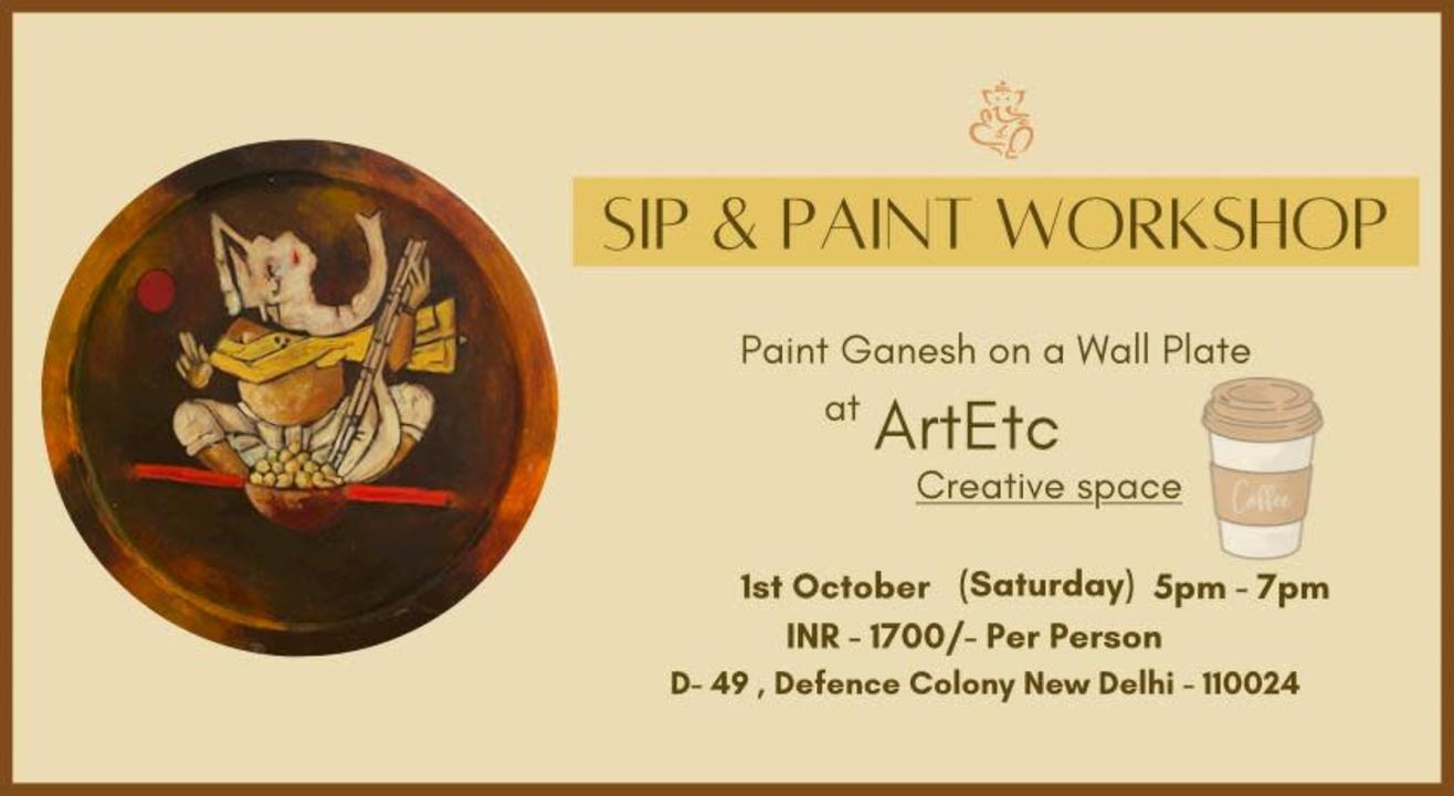 Ganesha on Wall Plate - A Sip & Paint Workshop