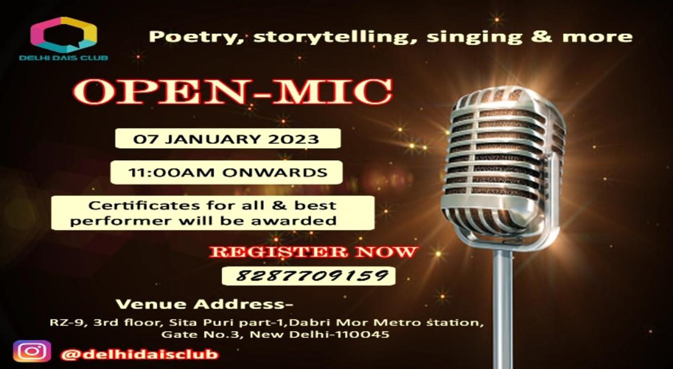 Poetry, storytelling & Singing Open-mic event - Delhi Dais Club