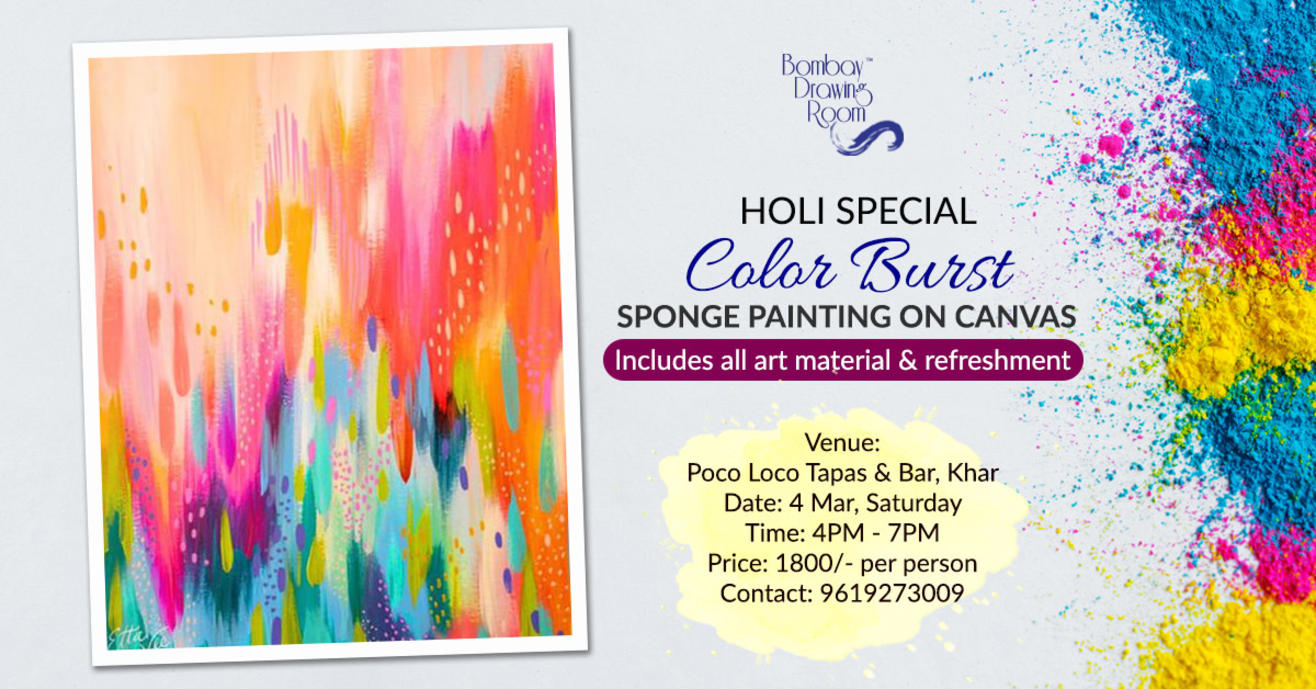 Holi Special 'Color Burst' Sponge Painting on Canvas by Bombay ...