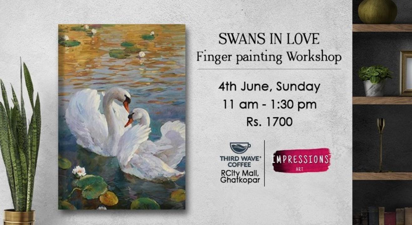 Swans in love- Finger Painting Workshop, by Impressions Art