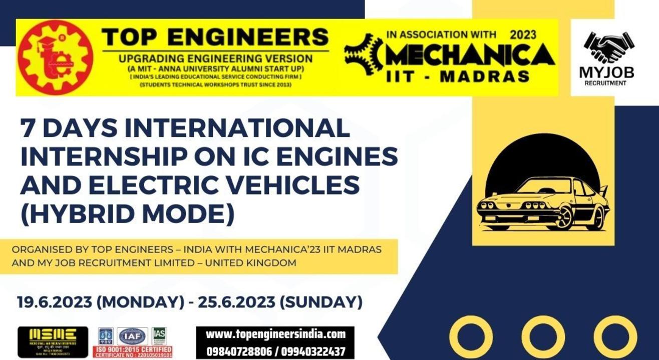 7 DAYS INTERNATIONAL INTERNSHIP ON IC ENGINES AND ELECTRIC VEHICLES (HYBRID MODE)