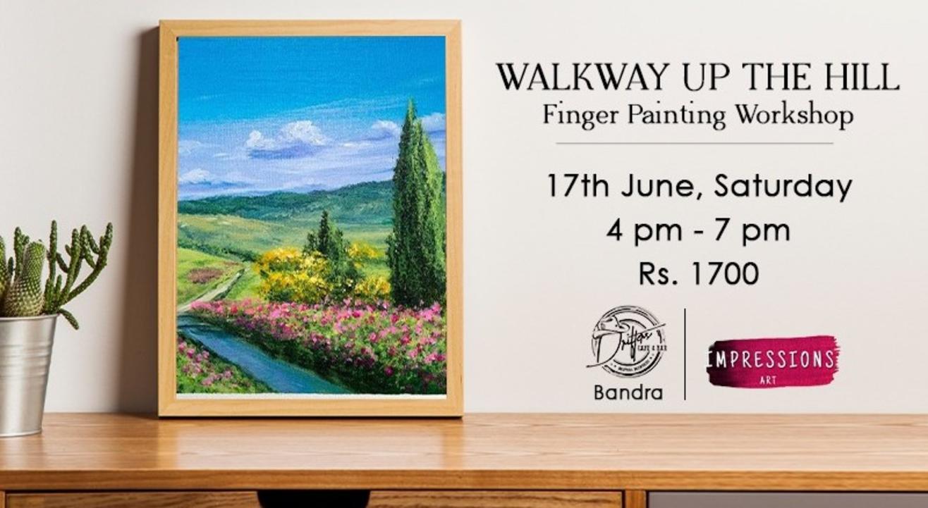 Walkway up the hill- Finger painting workshop, by Impressions Art