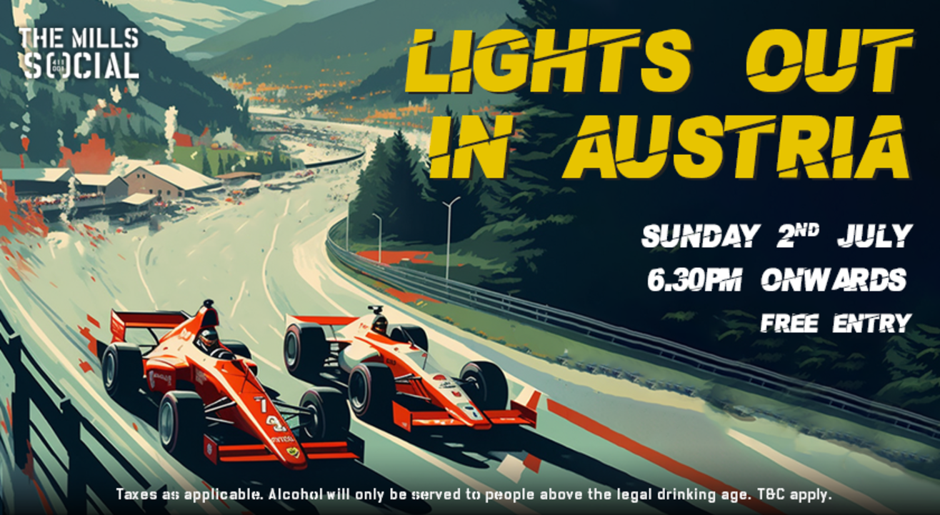 Lights out in Austria! F1 Austrian GP Live Race screening Sunday 2nd July The