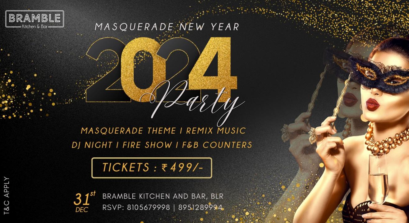 Masquerade New Year Party 2024 | The Rooftop Party at Bramble Bangalore  | NY 2024