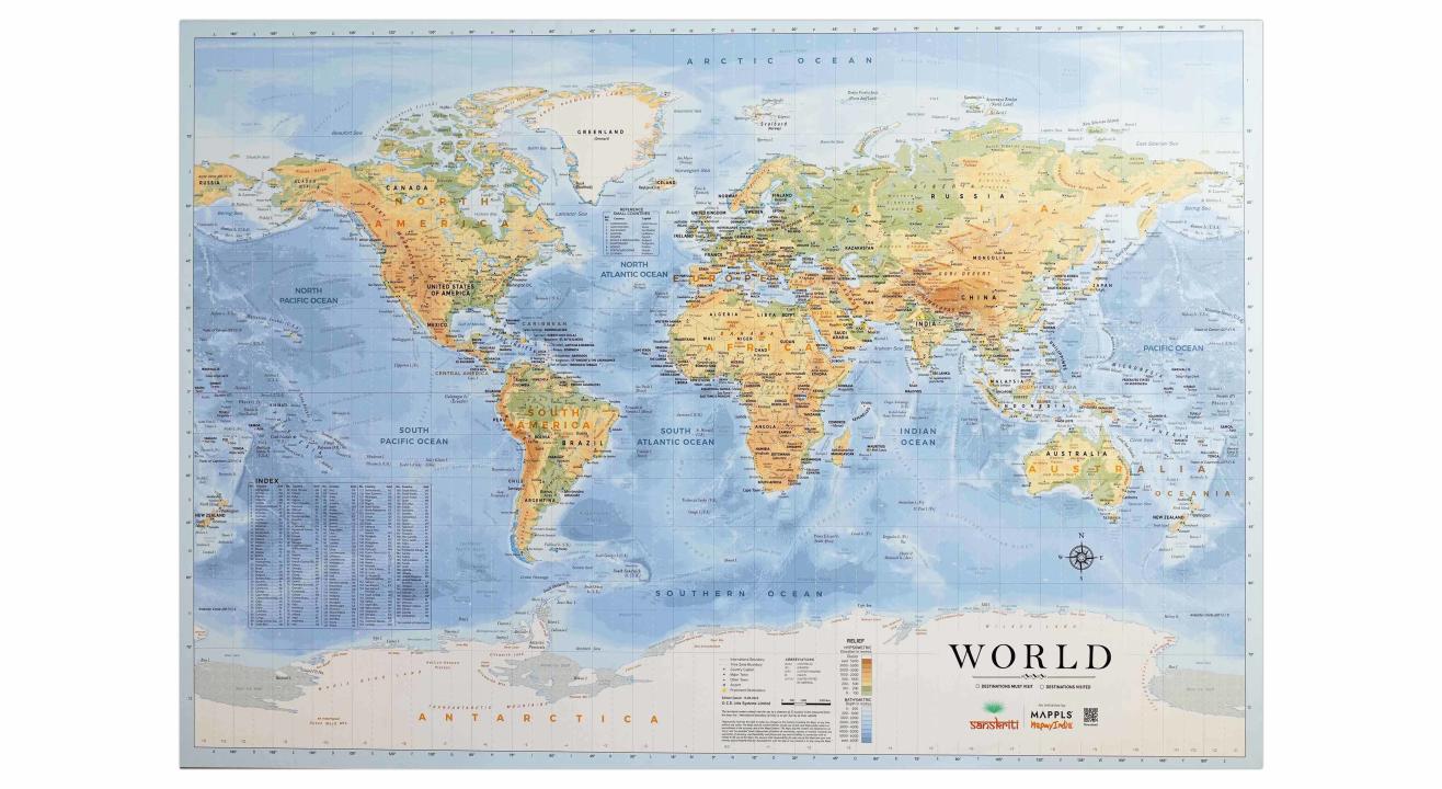 World Map - Art on Canvas | Gifting Item | Christmas Special |