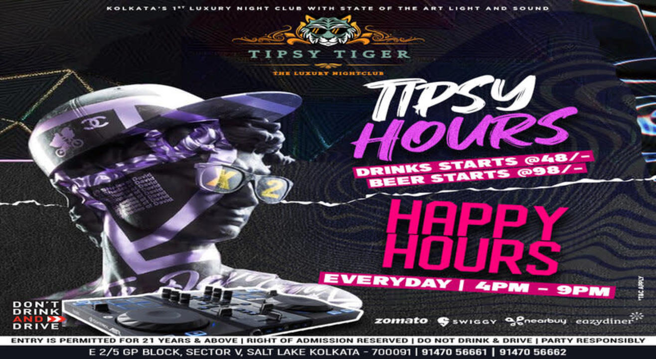 Enjoy Happy Hours Every Day @ Tipsy Tiger Drinks @48 Beer@98