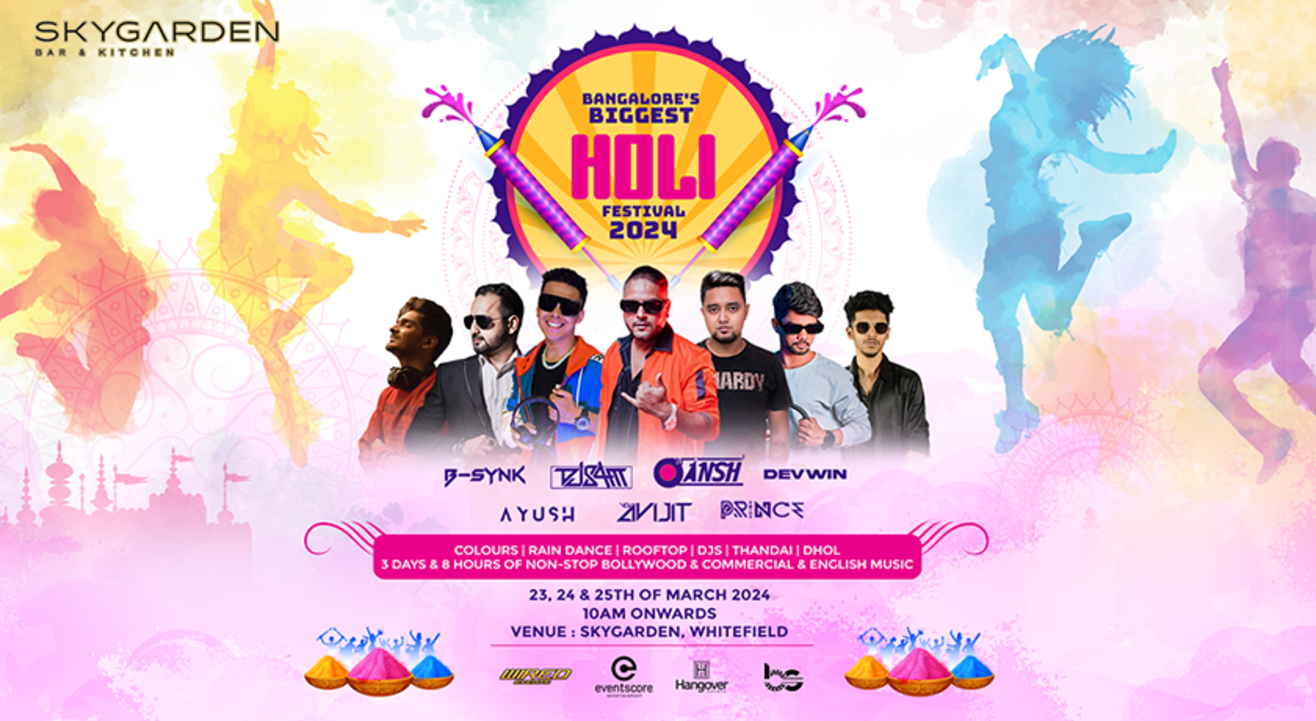 BANGALORE'S BIGGEST HOLI FESTIVAL 2024 | Rain Dance | Disco Bash | March 23, 24 & 25 | Saturday, Sunday & Monday