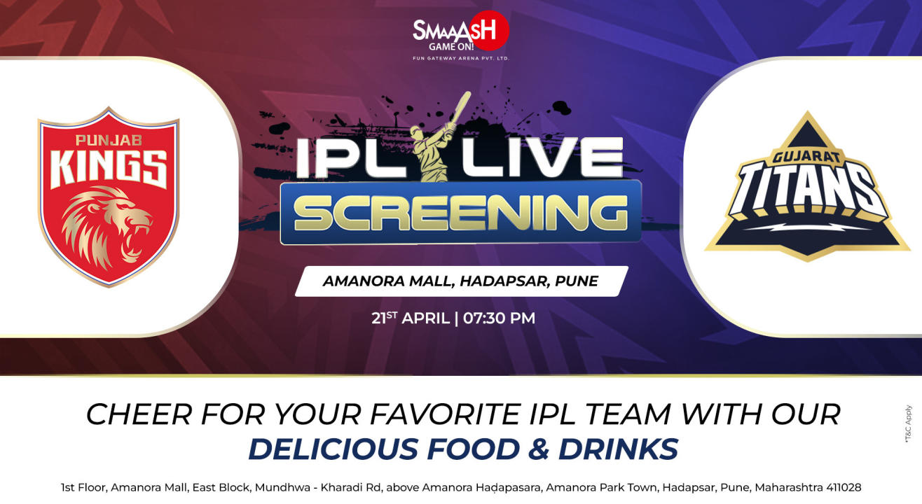 PBKS vs GT IPL 2024 LIVE SCREENING @SMAAASH - PUNE, HADAPSAR 