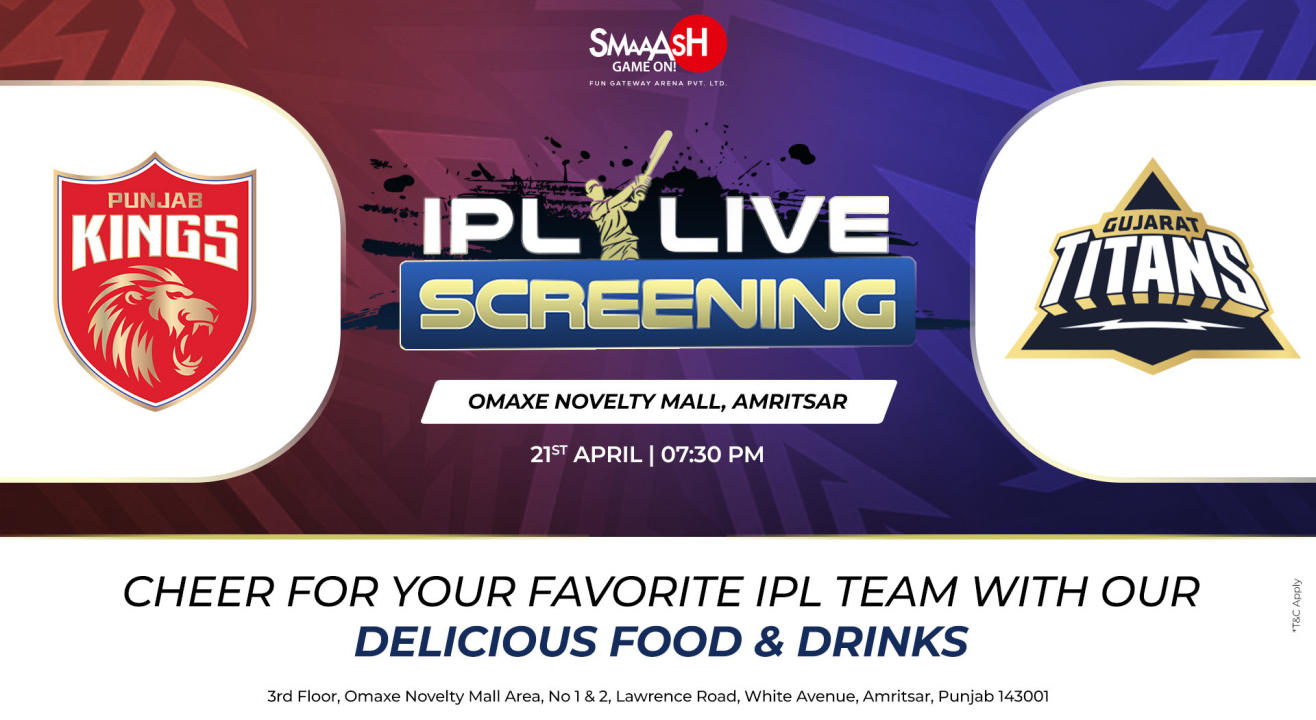 PBKS vs GT IPL 2024 LIVE SCREENING @SMAAASH - AMRITSAR 