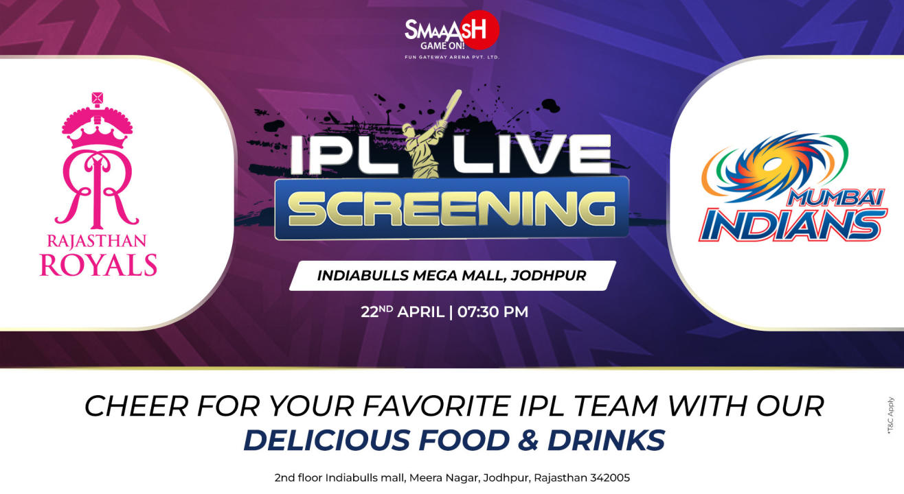 RR vs MI IPL 2024 LIVE SCREENING @SMAAASH - JODHPUR