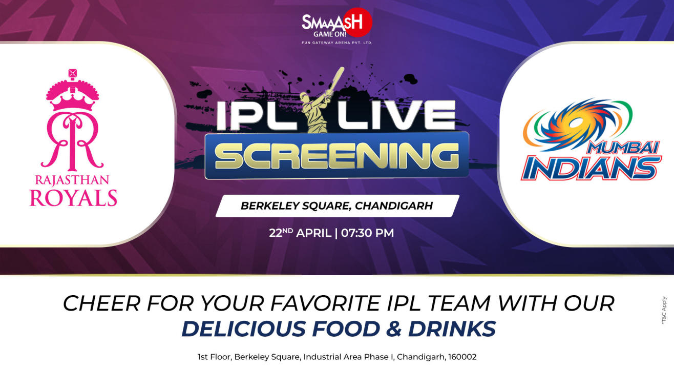 RR vs MI IPL 2024 LIVE SCREENING @SMAAASH - CHANDIGARH