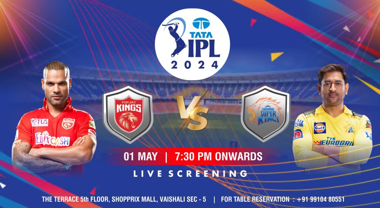 Punjab Kings (PBKS) vs Chennai Super Kings (CSK) IPL 2024 screening at The Terrace