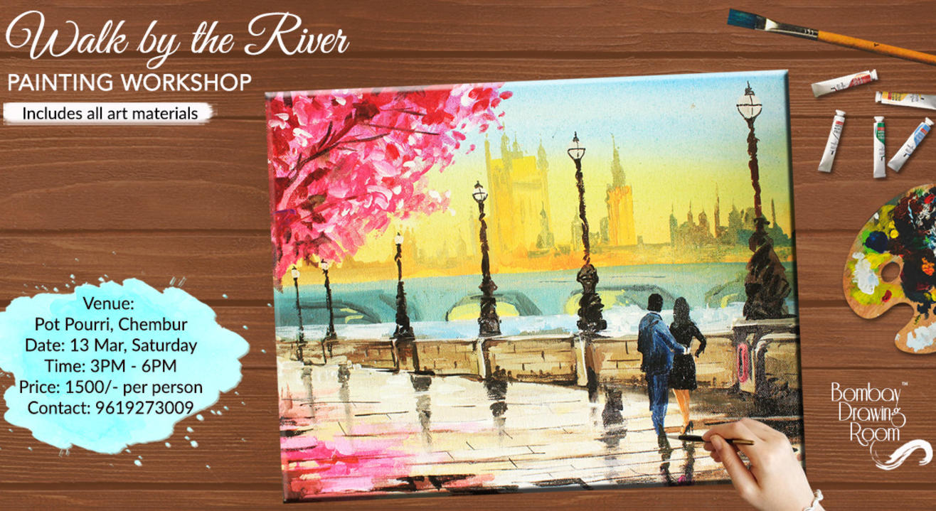 Walk by the River Painting by Bombay Drawing Room