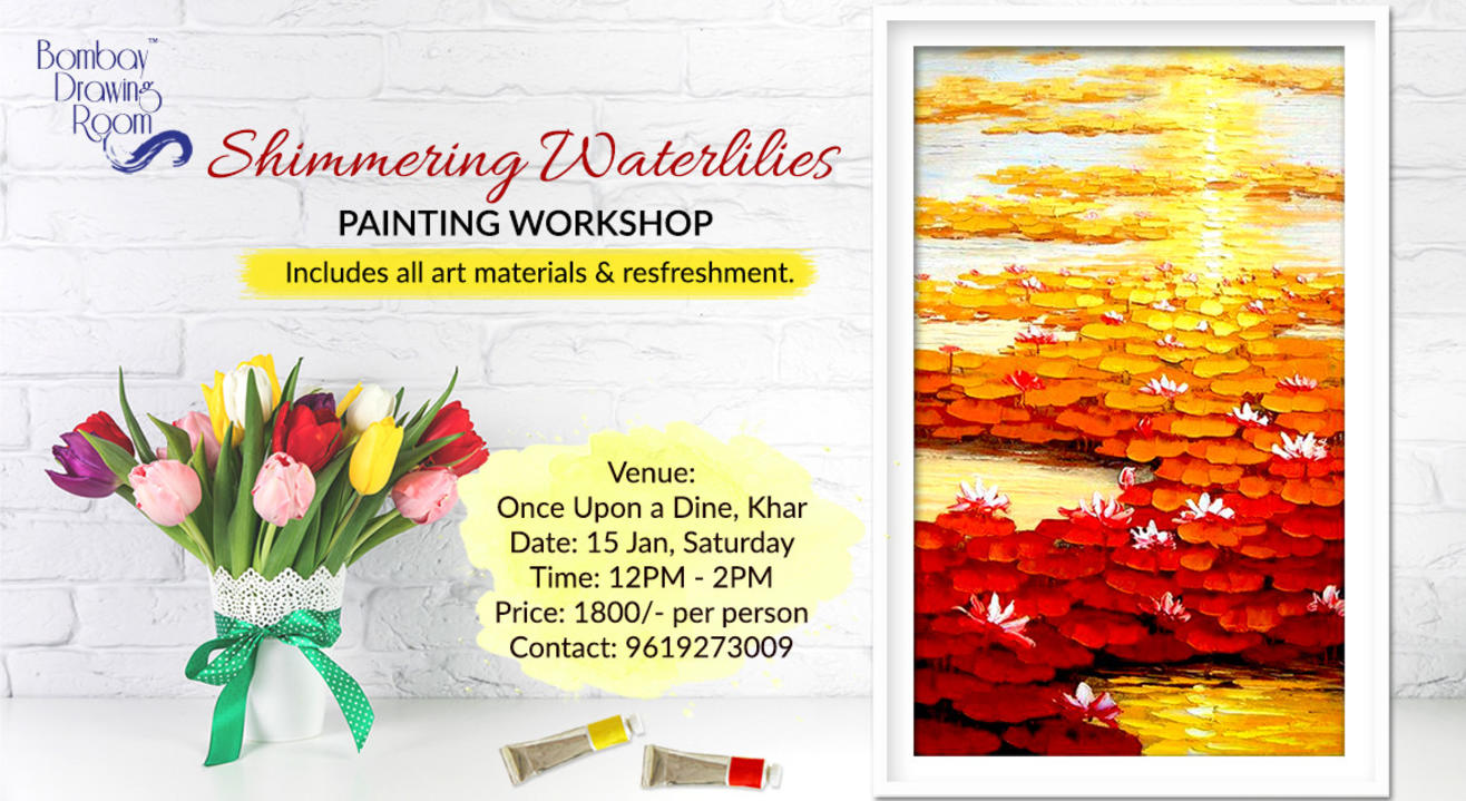 Shimmering Waterlilies Painting by Bombay Drawing Room