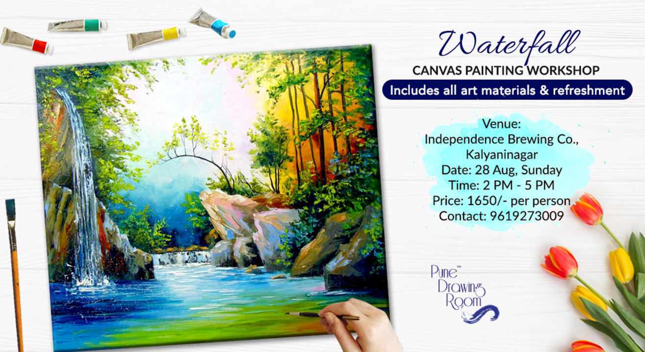 Waterfall Canvas Painting by Pune Drawing Room Painting