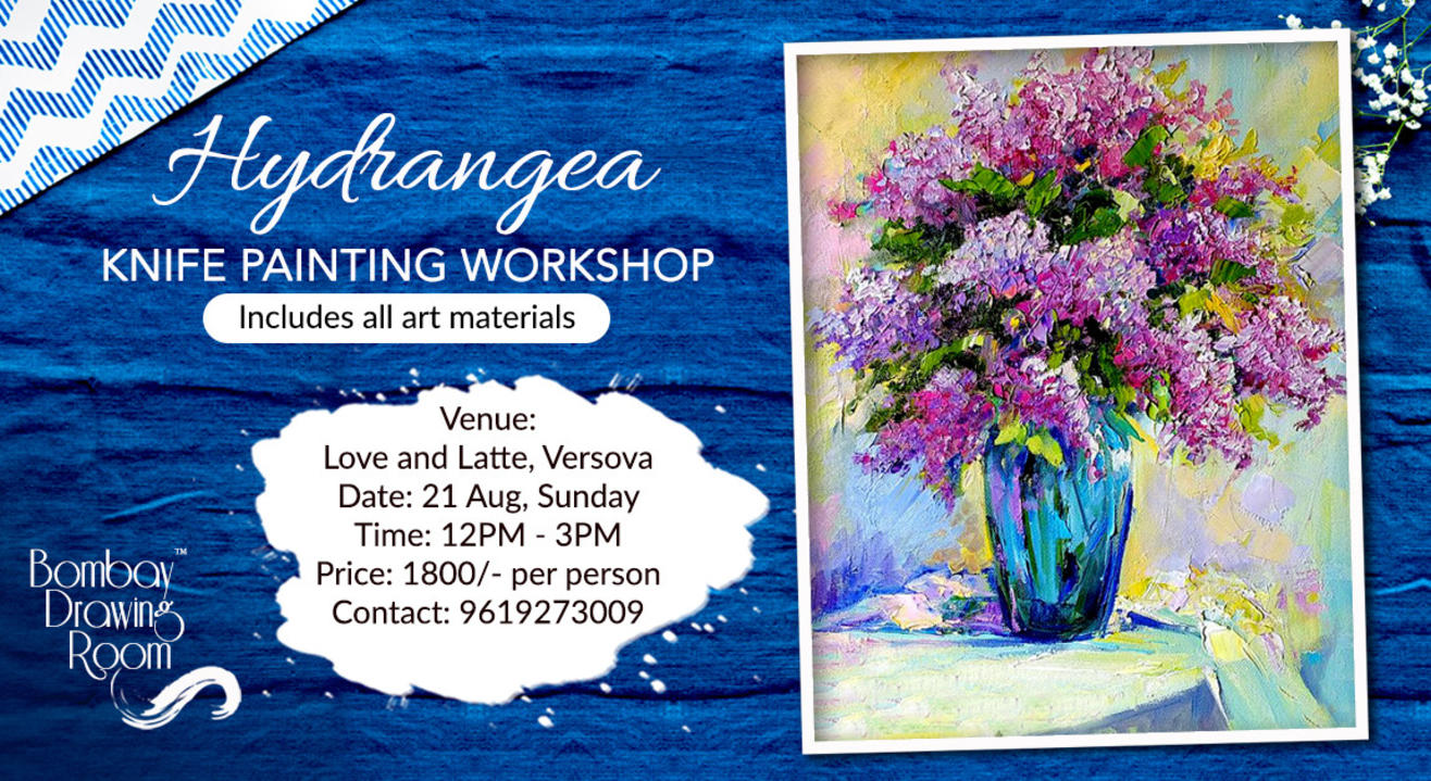 Hydrangea Knife Painting by Bombay Drawing Room Painting