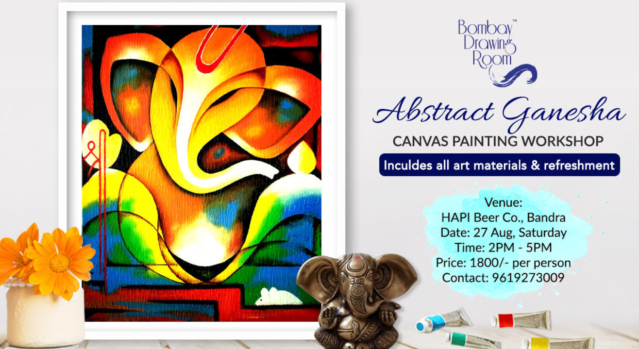 Abstract Ganesha Canvas Painting by Bombay Drawing Room