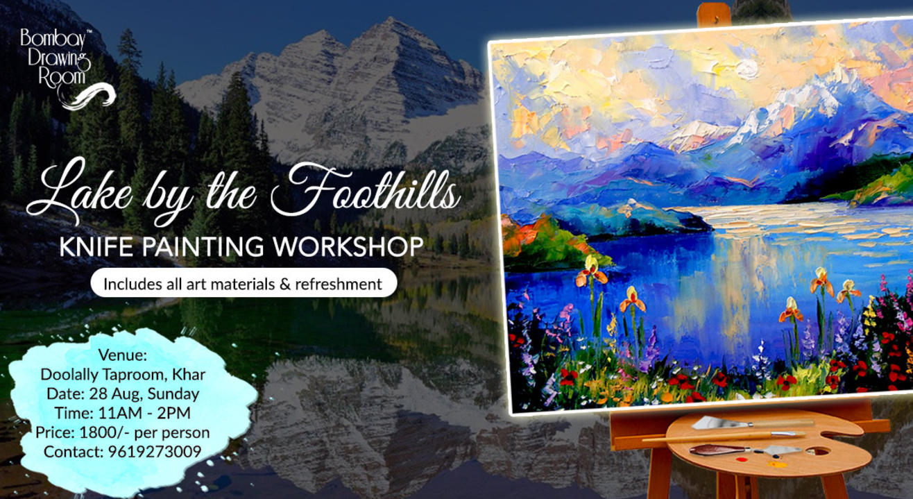 Lake by the Foothills Knife Painting by Bombay Drawing Room
