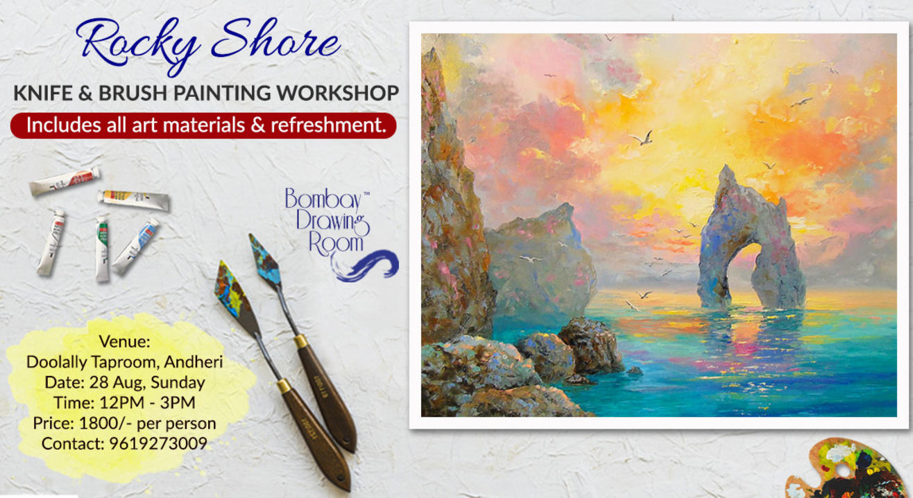 Rocky Shore Knife & Brush Painting by Bombay Drawing Room