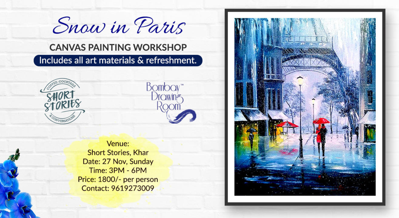 Snow in Paris Canvas Painting by Bombay Drawing Room