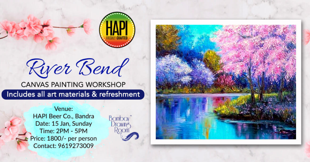 River Bend Canvas Painting by Bombay Drawing Room Painting