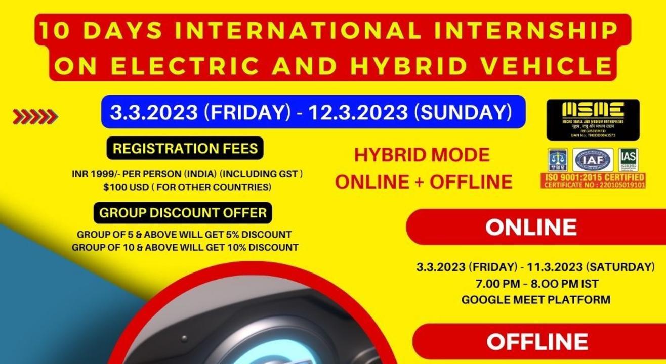 10 DAYS INTERNATIONAL HYBRID MODE INTERNSHIP ON ELECTRIC AND HYBRID VEHICLE