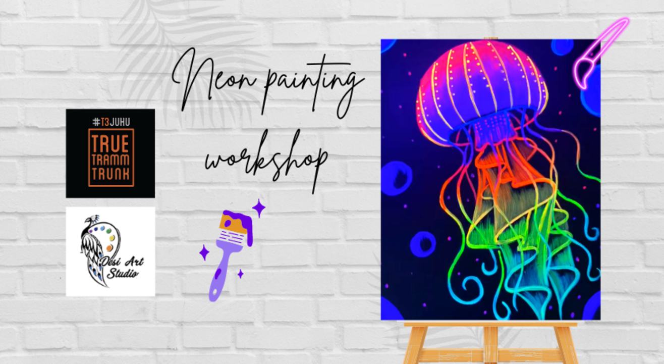 Neon canvas painting Desi Art Studio