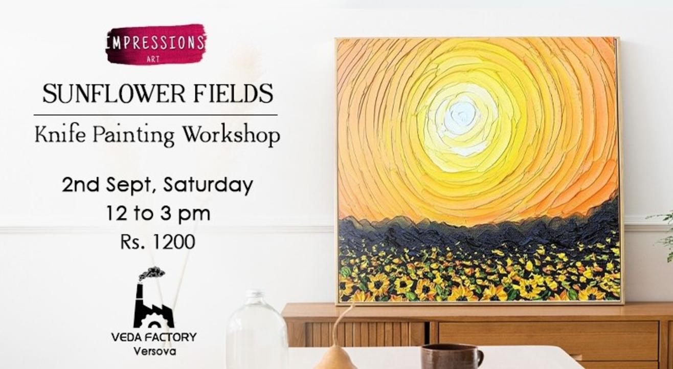 Sunflower Fields Knife Painting by Impressions Art