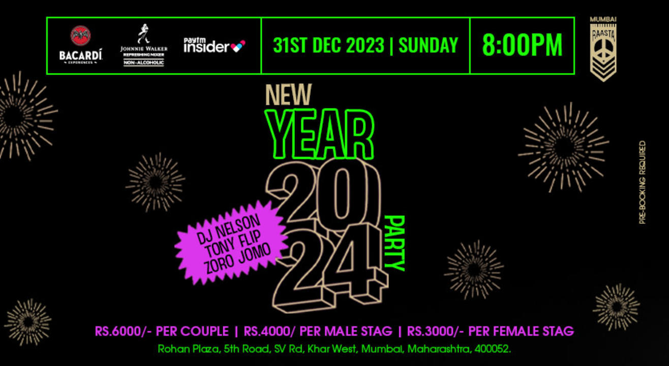RAASTA MUMBAI NEW YEAR PARTY 2024 NY 2024