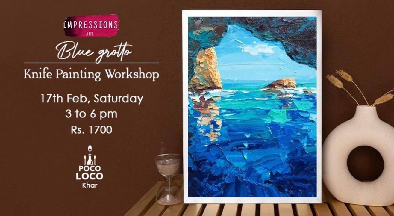 Blue Grotto Knife Painting by Impressions Art