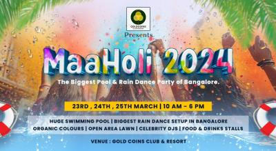 Maaholi 2024 : Huge Swimming Pool | Inbuilt Rain dance Setup | Open Air Lawn Holi Party. | HOLI 2024