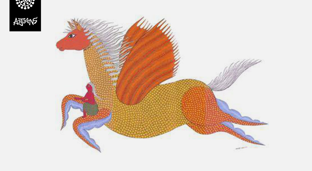 Gond Painting With Stencilling On T-Shirt