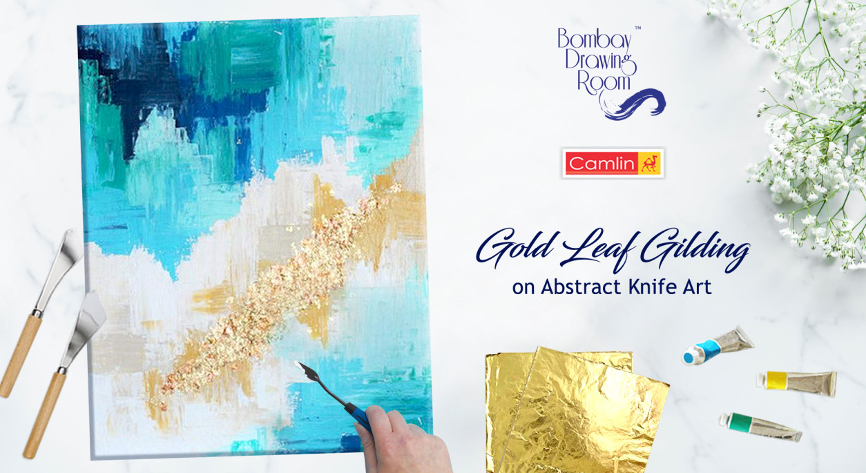 Gold Leaf Gilding on Abstract Knife Art by Bombay Drawing Room