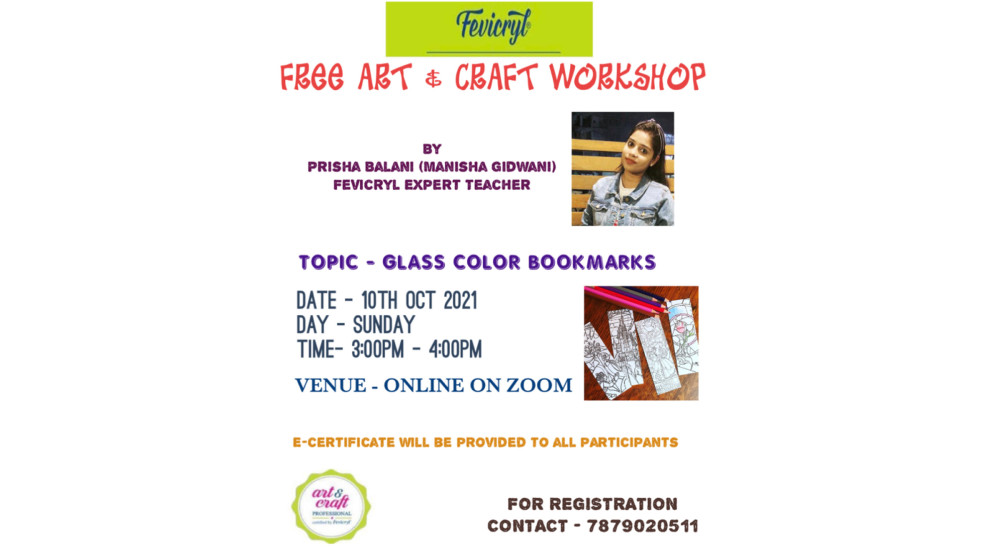 Free Fevicryl Art and Craft Workshop on Glass Color Bookmarks