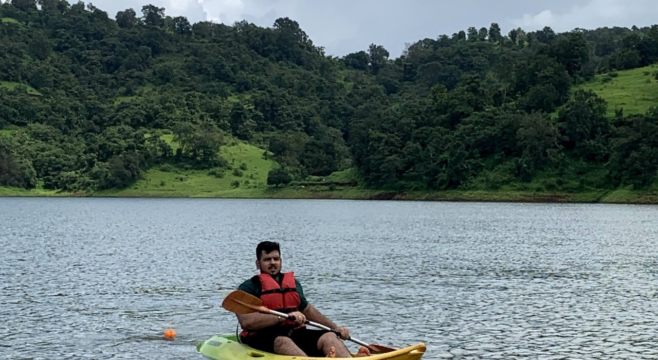 Kayaking on lake at Ananta Ecostays,Igatpuri