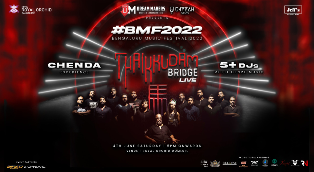 Thaikkudam Bridge LIVE At Bengaluru Music Fest2022 + 5 DJs + Chende | A CONCERT At Hotel Royal Orchid, Domlur