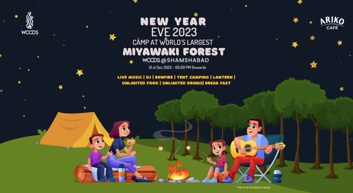 New Year Camping at World's Largest Miyawaki Forest-WOODS@Shamshabad | NYE 2023