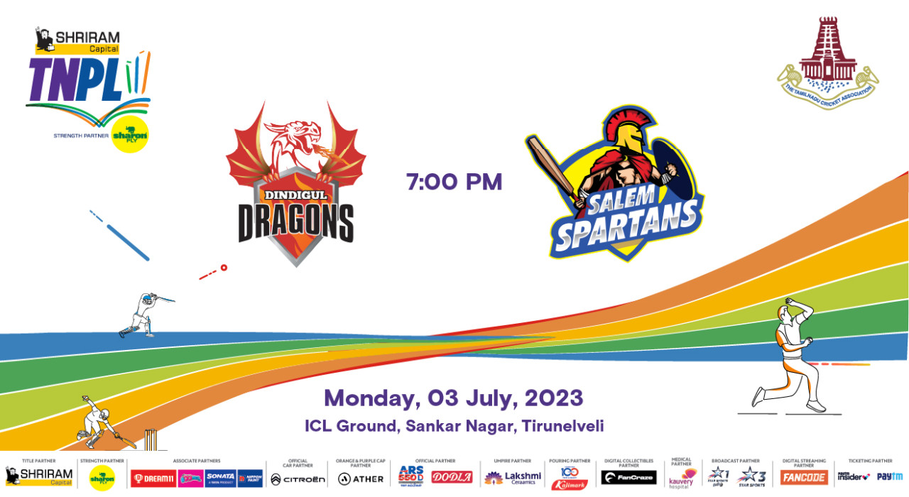 Shriram Capital TNPL 2023 - Dindigul Dragons vs Salem Spartans