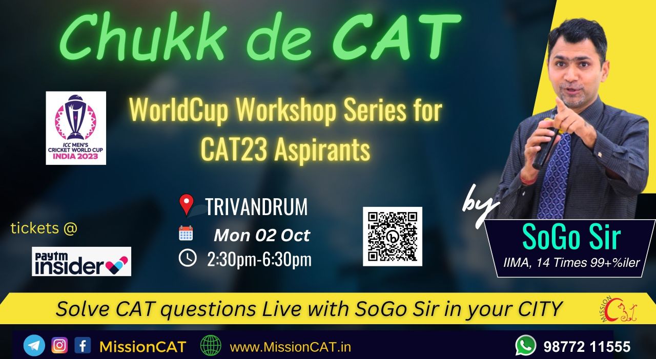 Chukk De CAT @ Trivandrum , WorldCup workshop series for CAT 23 Aspirants