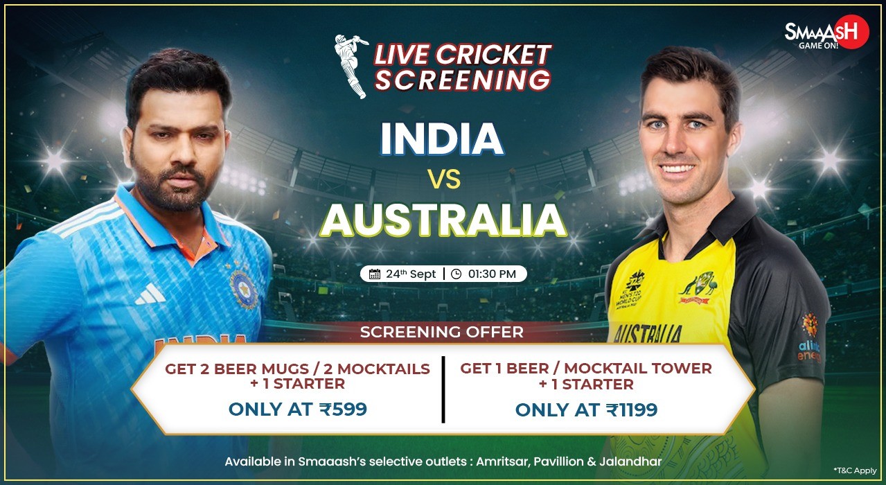 INDIA vs AUSTRALIA 2nd ODI LIVE SCREENING @SMAAASH PAVILION