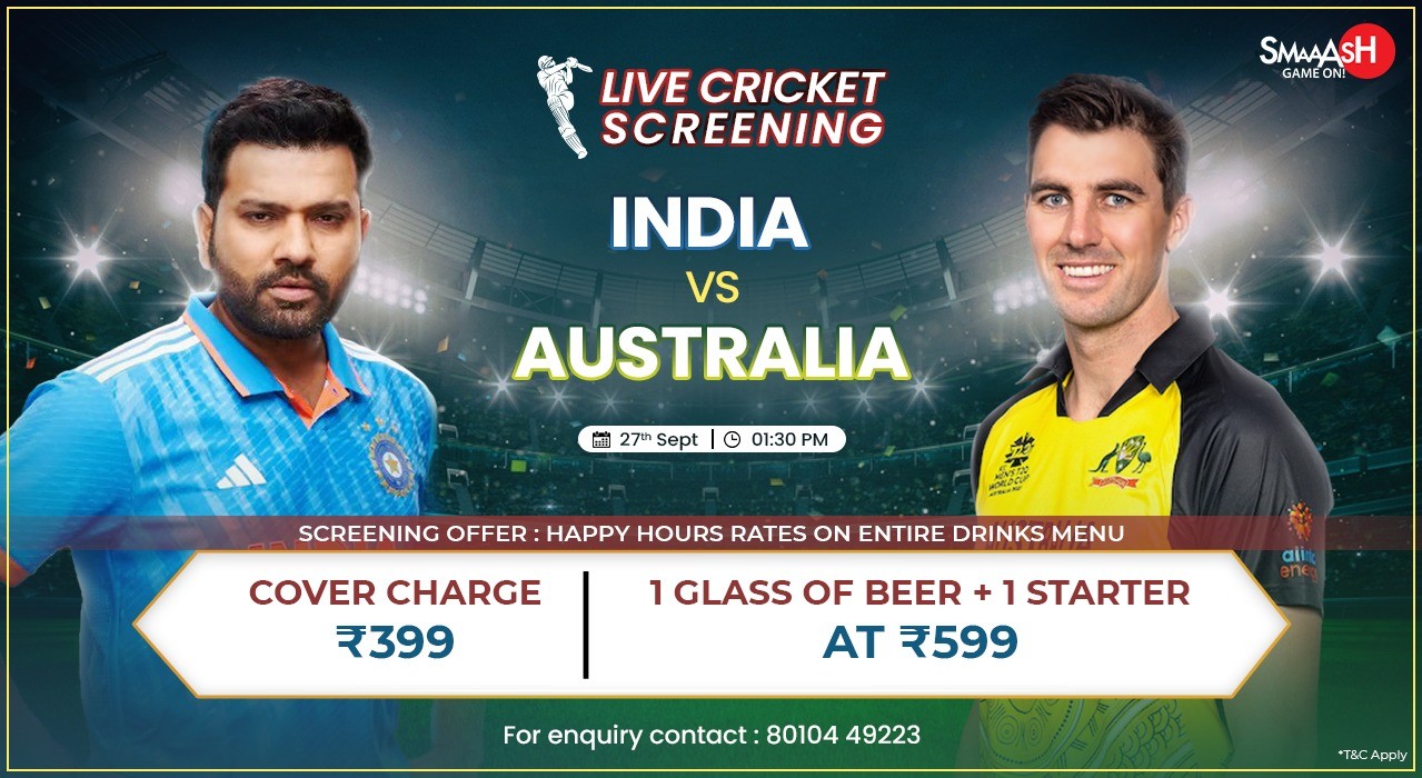 INDIA vs AUSTRALIA 3rd ODI LIVE SCREENING @SMAAASH PUNE, HADAPSAR.
