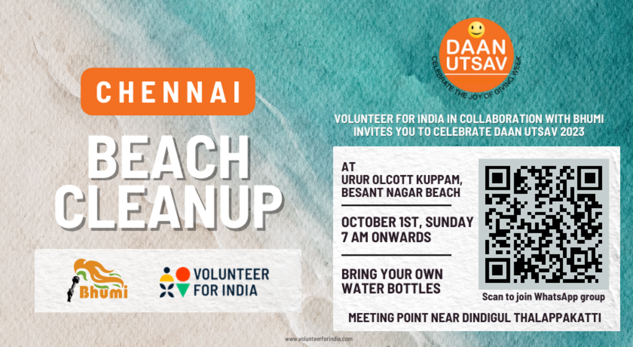 Chennai Beach Cleanup - Celebrate Daan Utsav Joy of giving