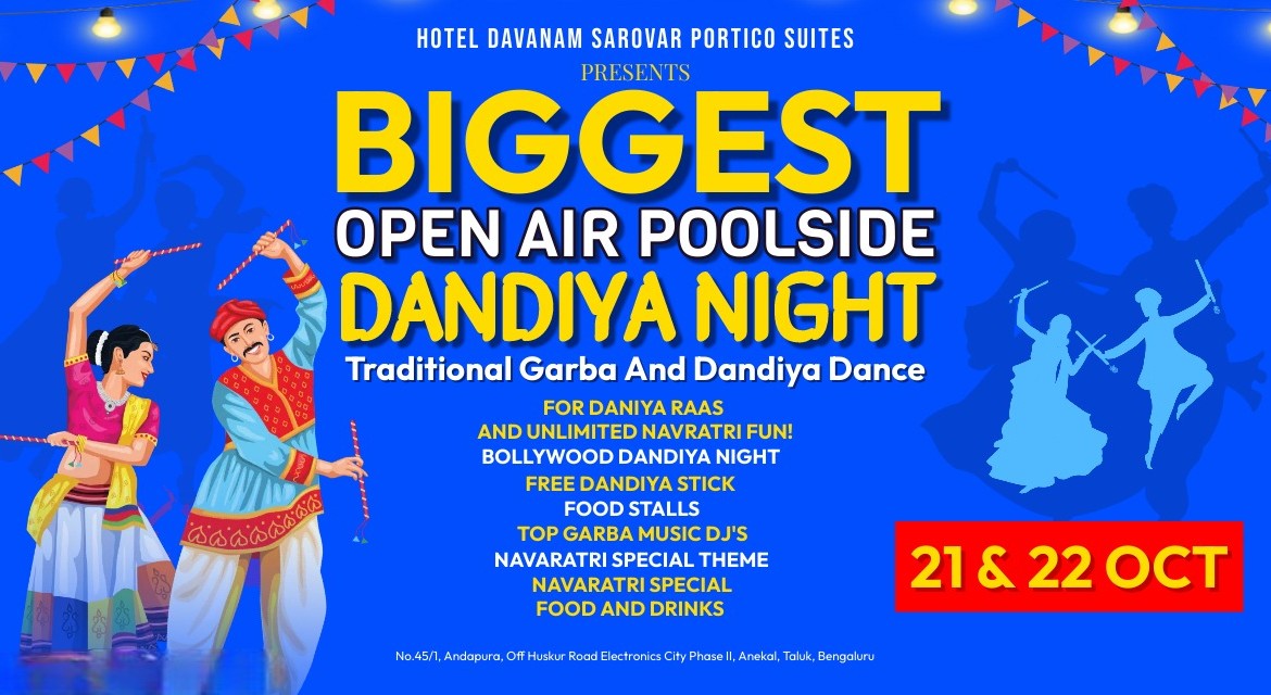 DANDIYA NIGHT AT BIGGEST OPEN AIR POOLSIDE | 21 oct | Navratri 2023 Dandiya | Navratri 2023