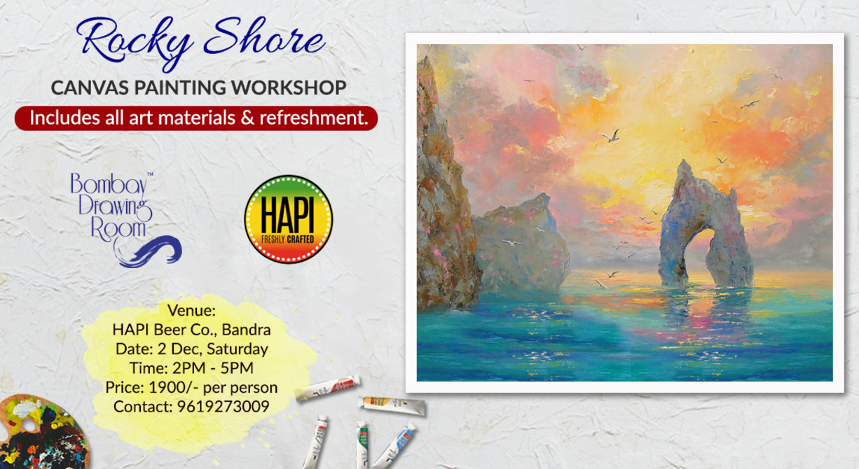 Rocky Shore Canvas Painting Workshop by Bombay Drawing Room