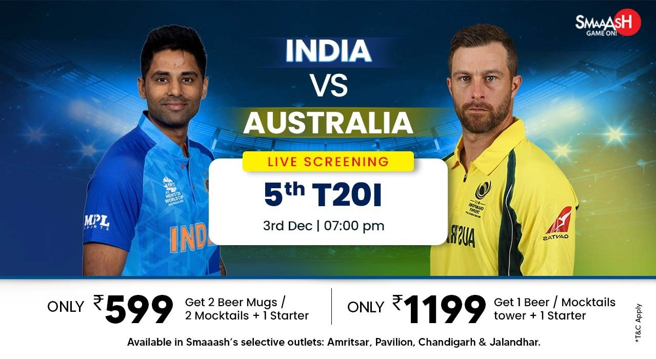 INDIA vs AUSTRALIA 5th T20 LIVE SCREENING @SMAAASH CHANDIGARH