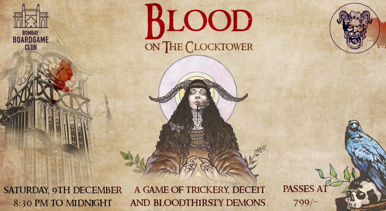 BLOOD ON THE CLOCKTOWER | GAMING NIGHT | BOMBAY BOARDGAME CLUB, VILE PARLE